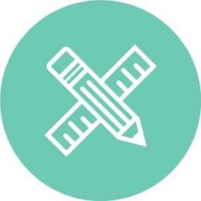 Icon with ruler and pencil